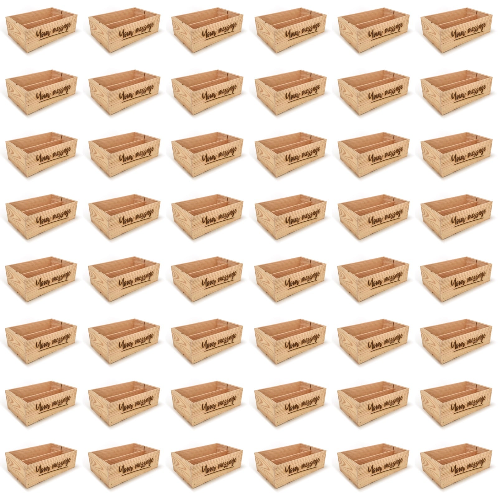 48 Two Bottle Wine Crate Boxes with Custom Message 14x9x4.5