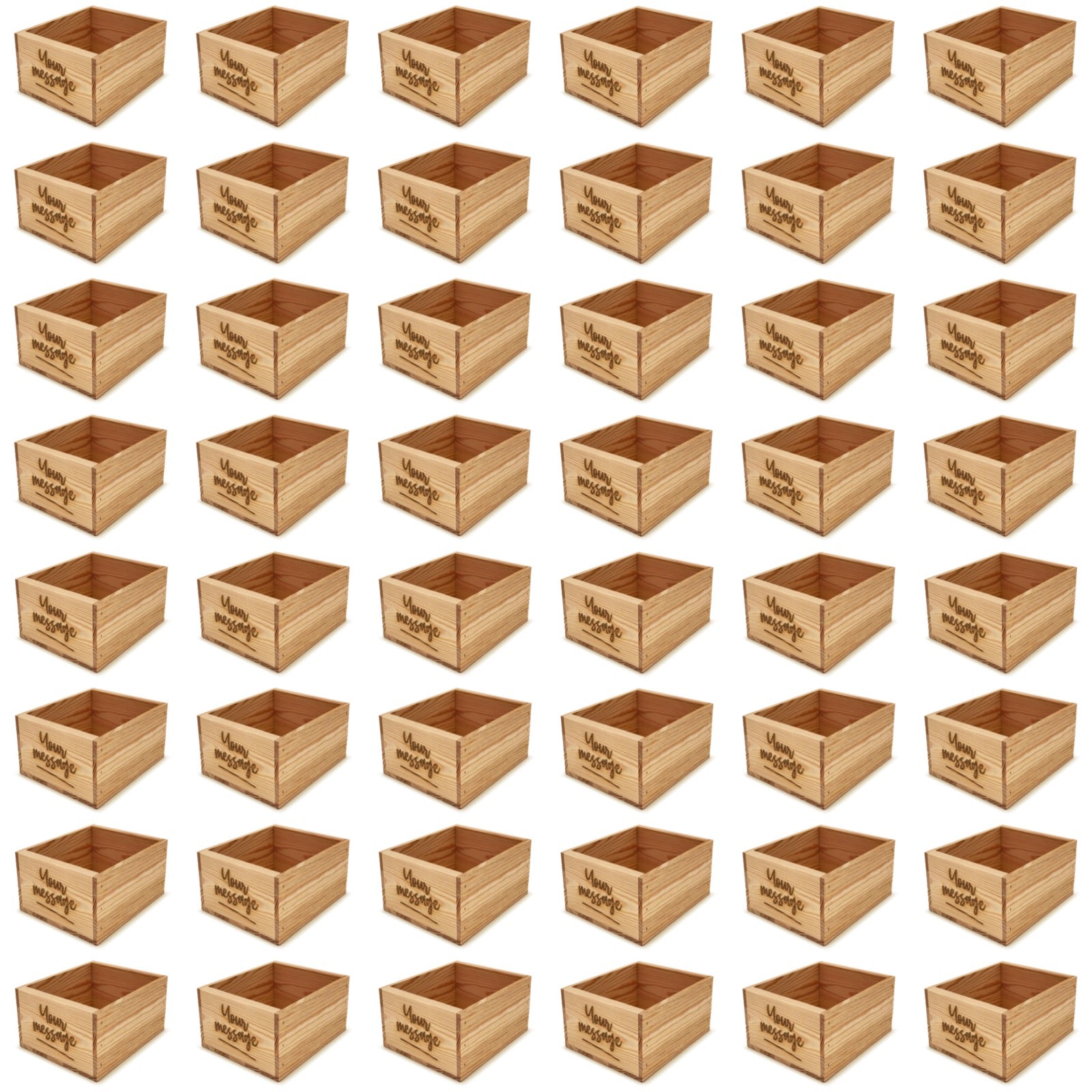 48 Small wooden crates with custom message 9x8x5.25