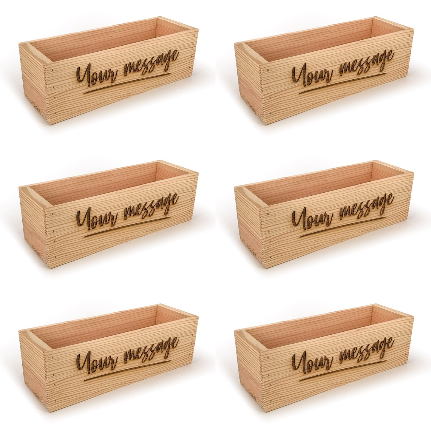 6 Single Bottle Wine Crate Box with Custom Message 14x4.5x4.5
