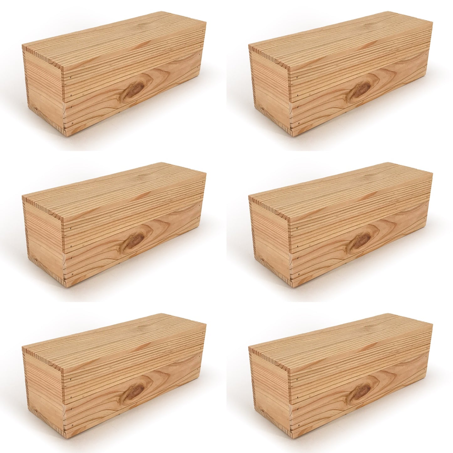 6 Single Bottle Wine Crate Box with Lid 14x4.5x4.5