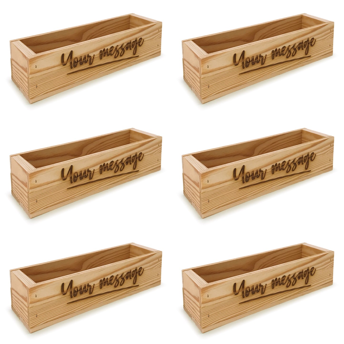 6 Single bottle wine crates with custom message 13x3.5x3.5