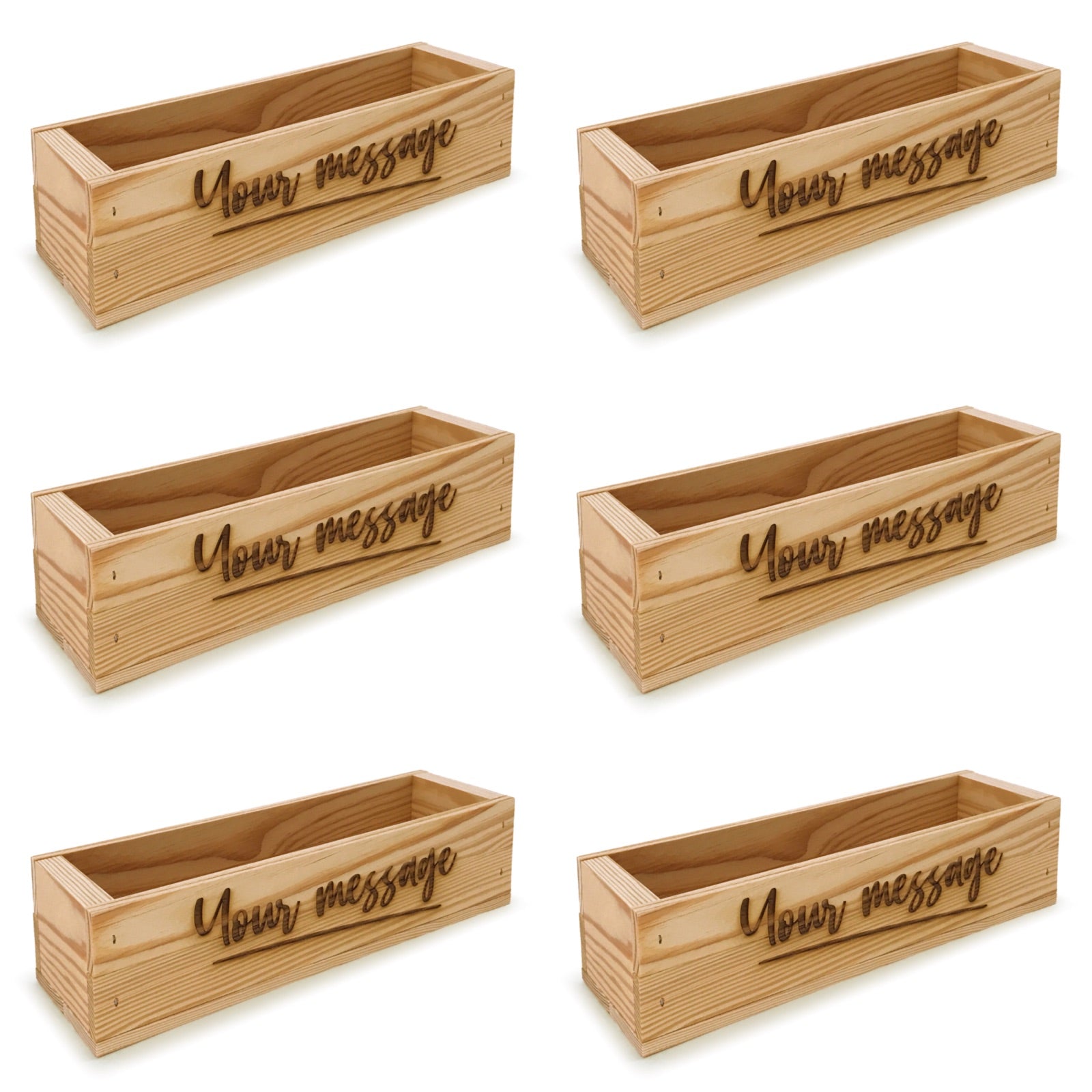 6 Single bottle wine crates with custom message 13x3.5x3.5