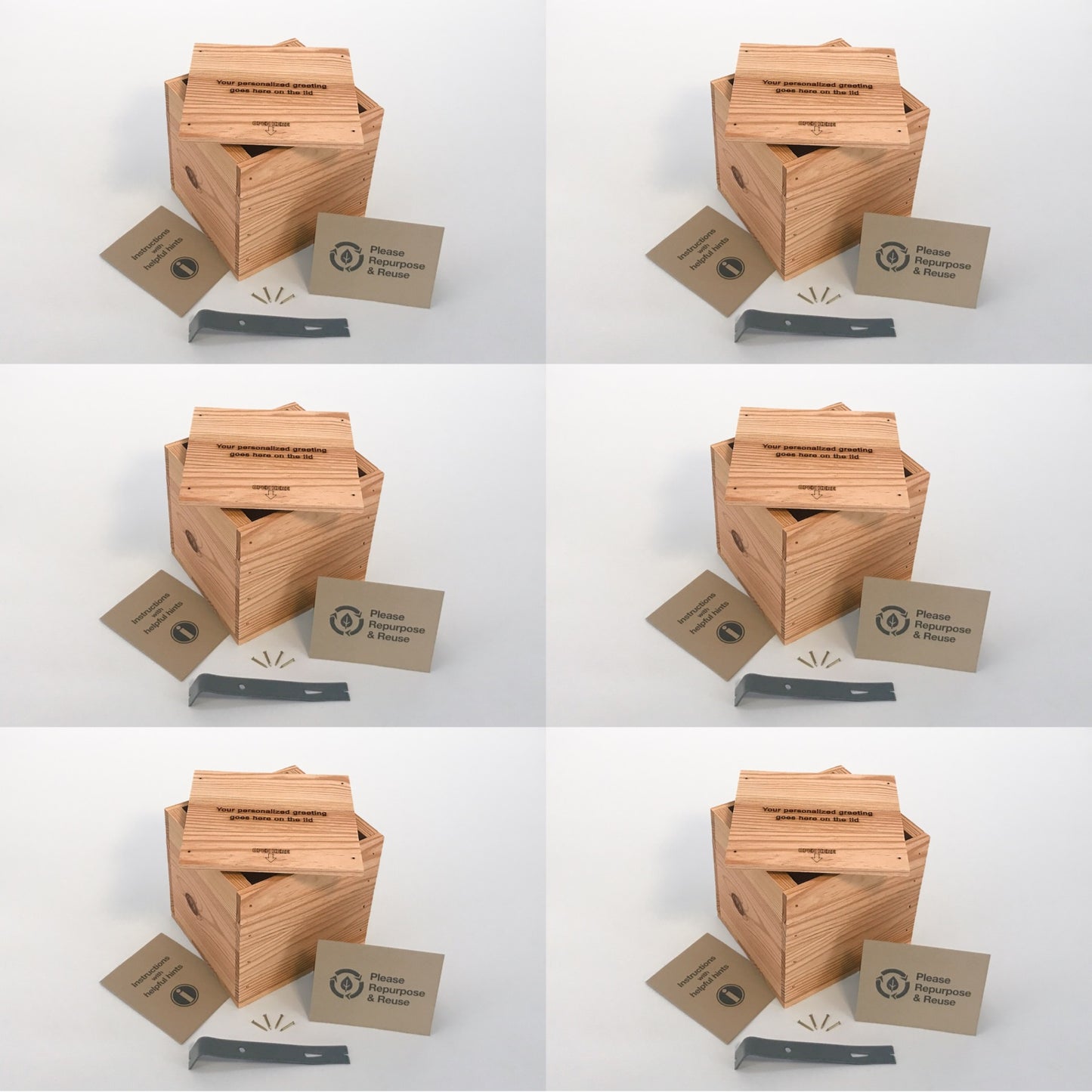 6 Small-sized DIY gift crate kits with greeting by Carpenter Core