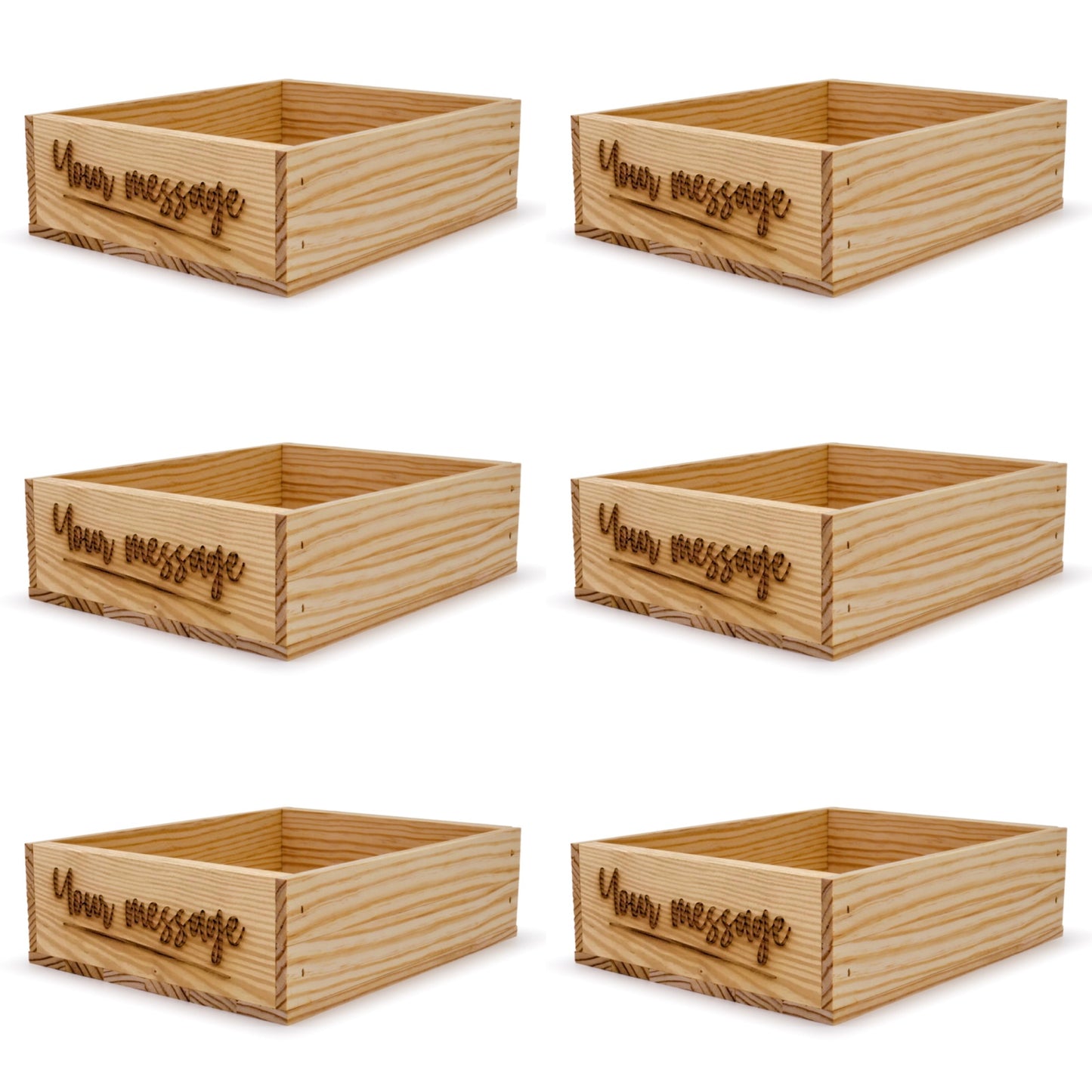 6 Small wooden crates with custom message 12x9.75x3.5