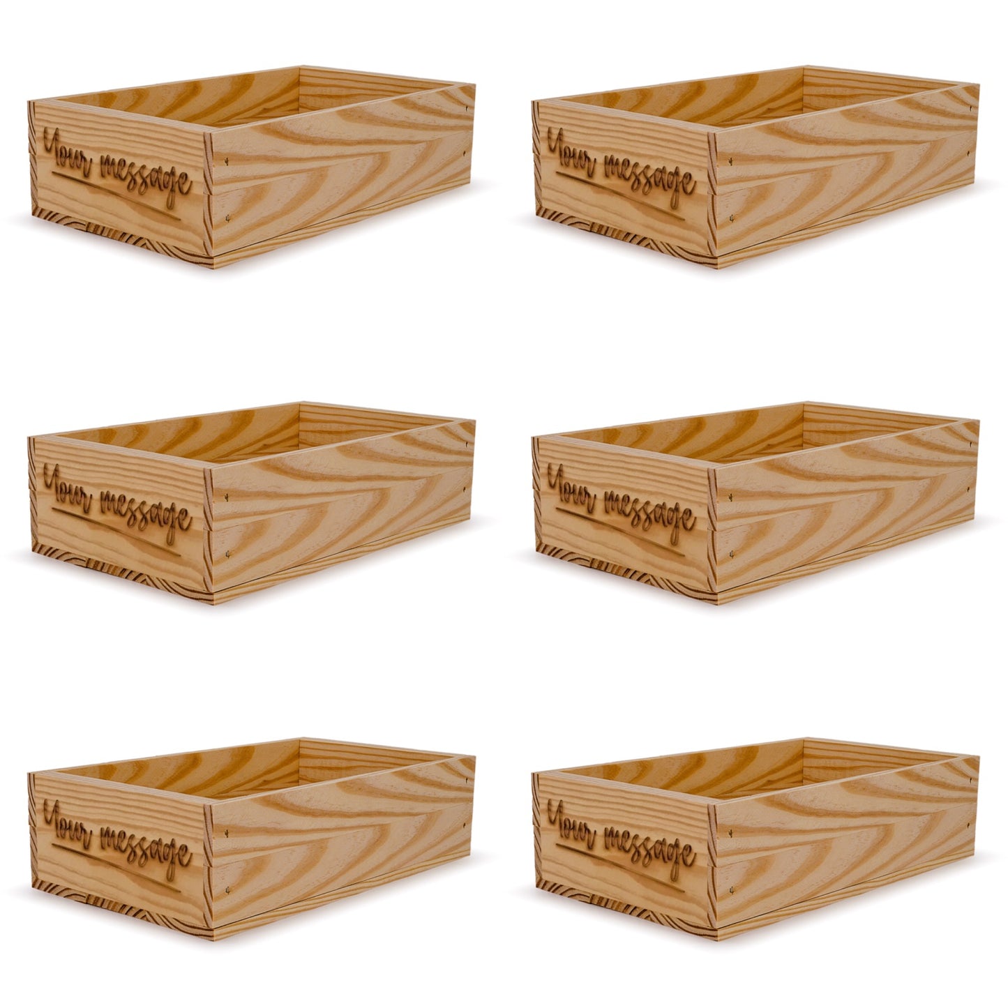 6 Small wooden crates with custom message 13x7.5x3.5