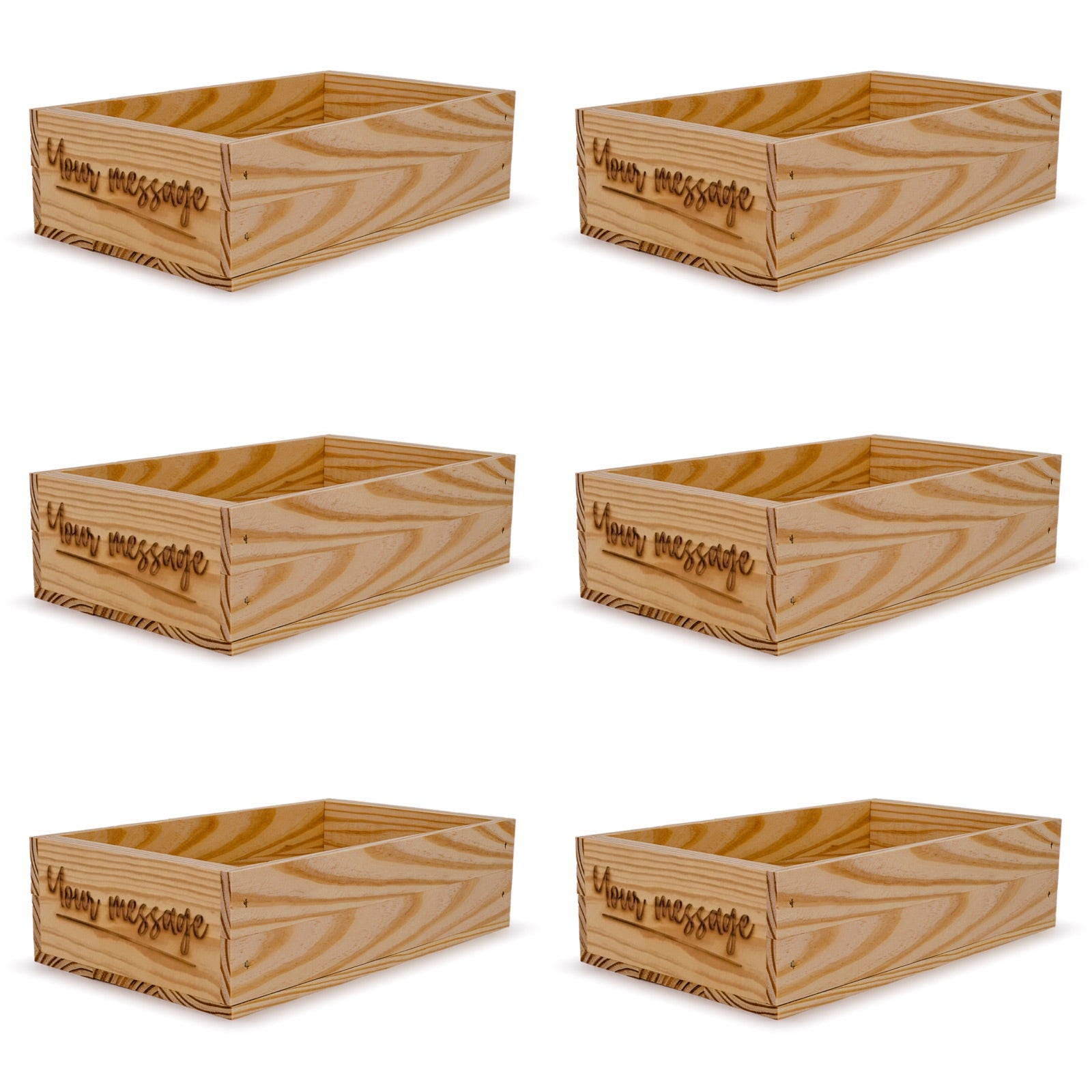 6 Small wooden crates with custom message 13x7.5x3.5