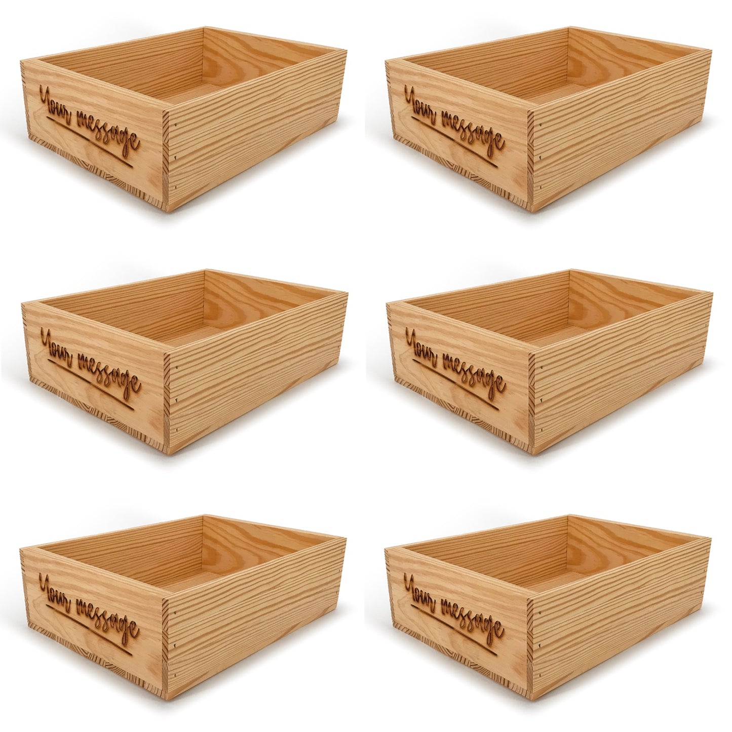 6 Small wooden crates with custom message 14x10x4.25