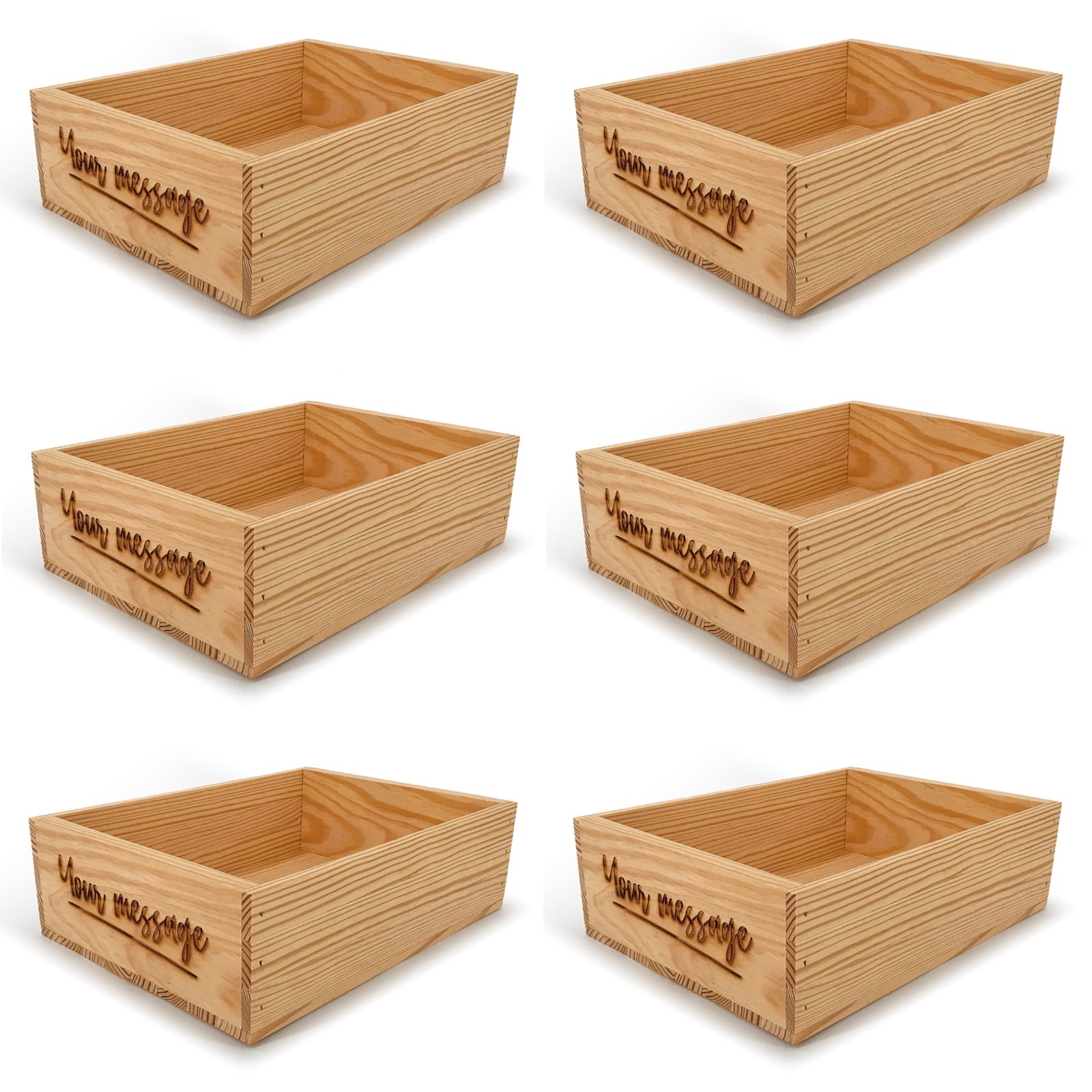 6 Small wooden crates with custom message 14x10x4.25