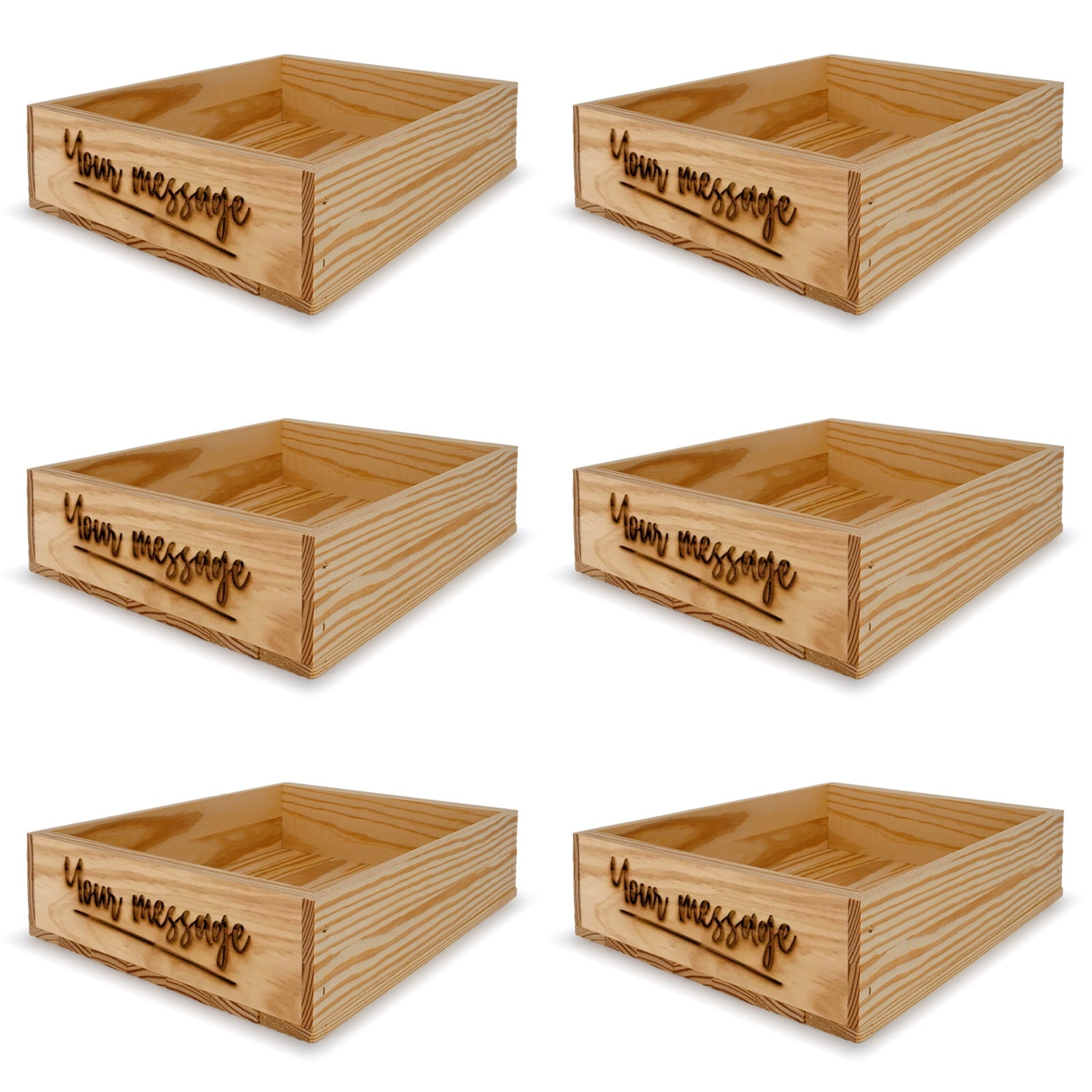 6 Small wooden crates with custom message 14x11.5x3.5