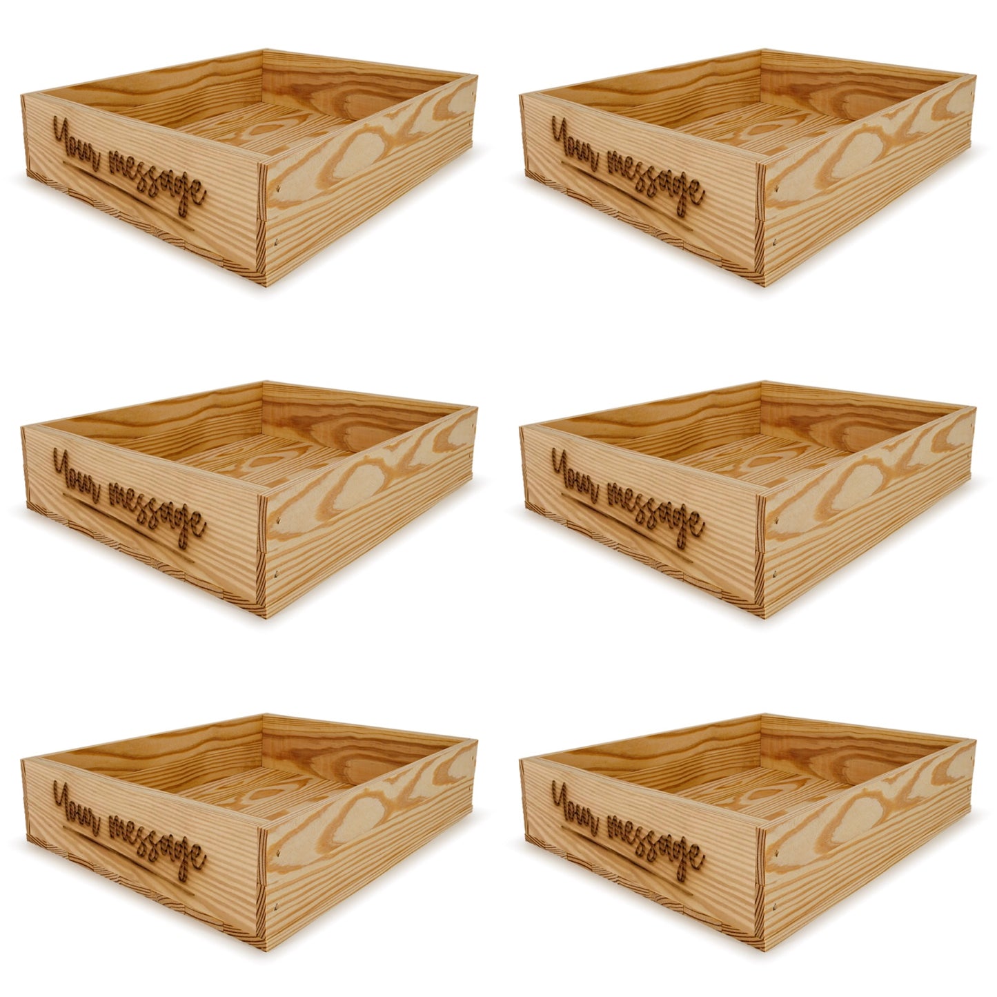 6 Small wooden crates with custom message 16x13.25x3.5