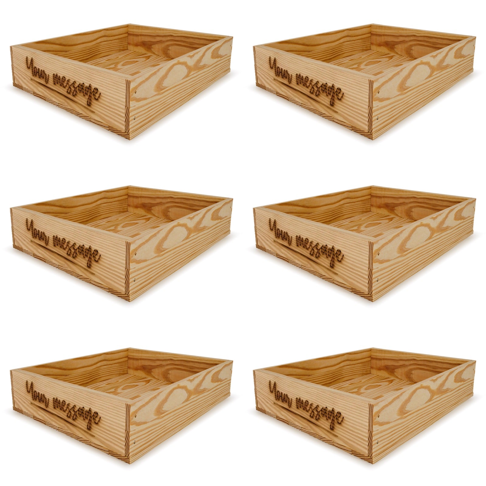 6 Small wooden crates with custom message 16x13.25x3.5
