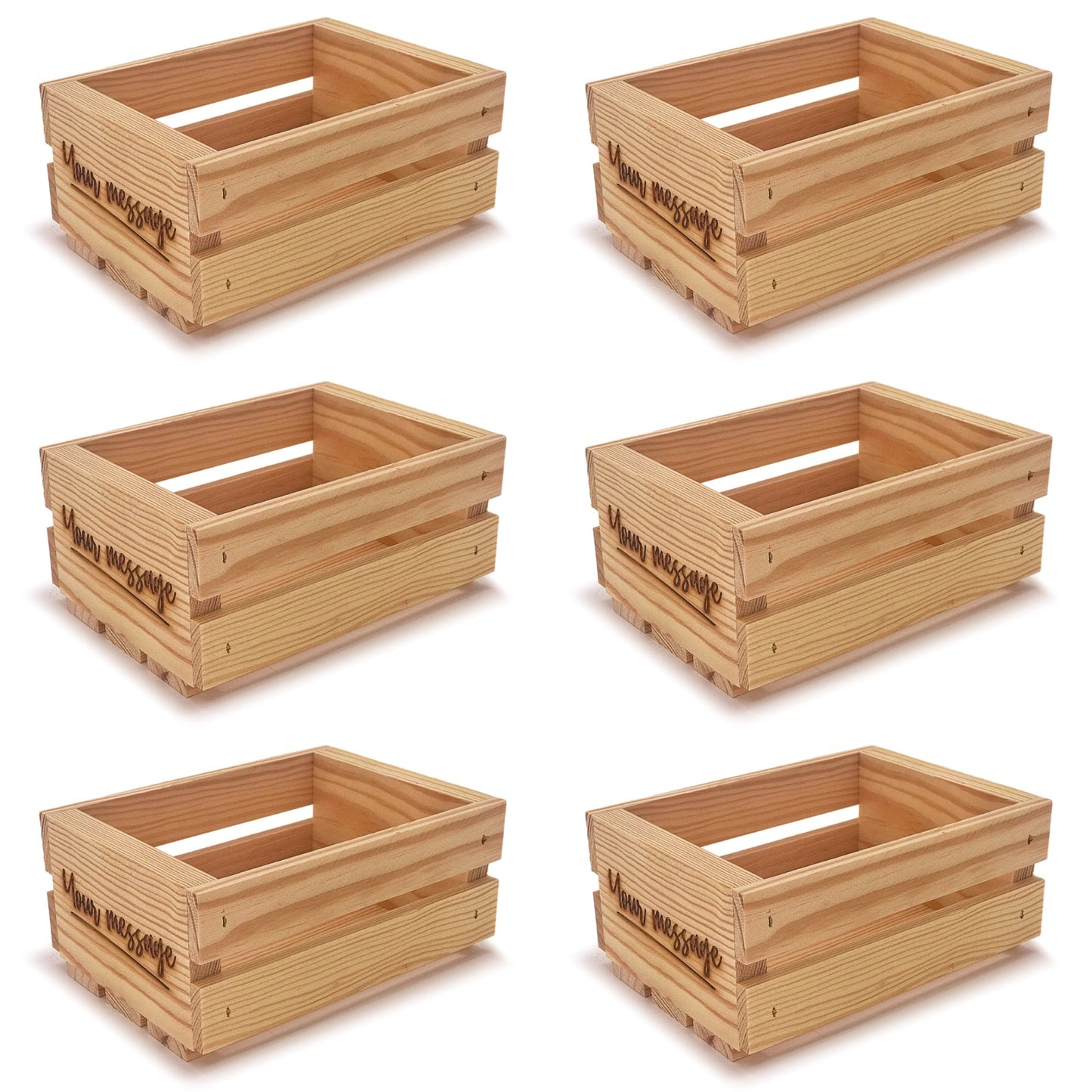 6 Small wooden crates with custom message 7.125x5.5x3.5