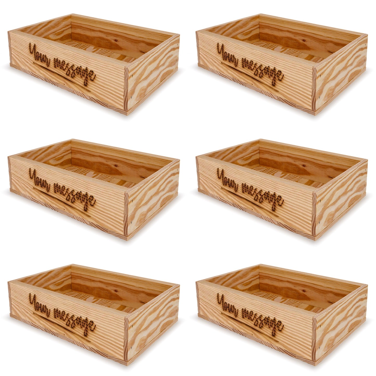6 Small wooden crates with custom message 8x13.25x3.5