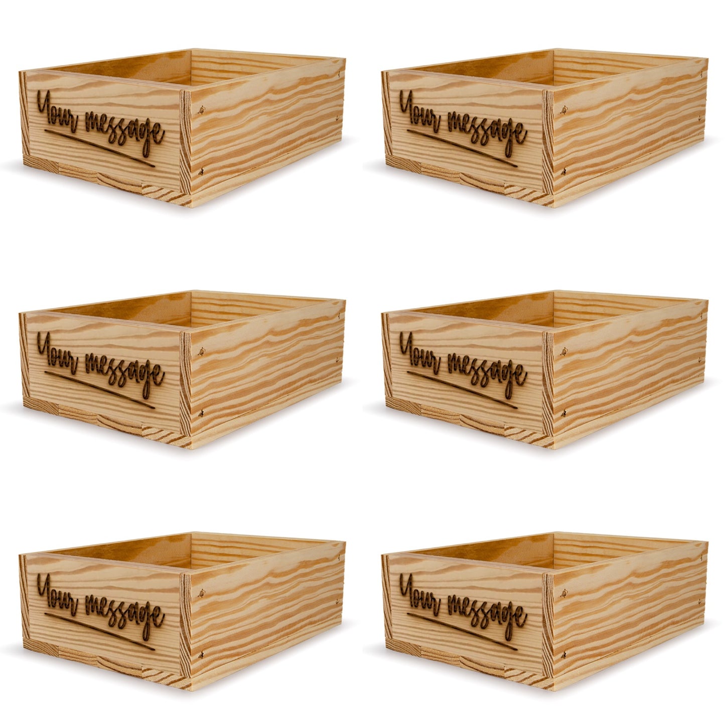 6 Small wooden crates with custom message 8x6.25x2.75