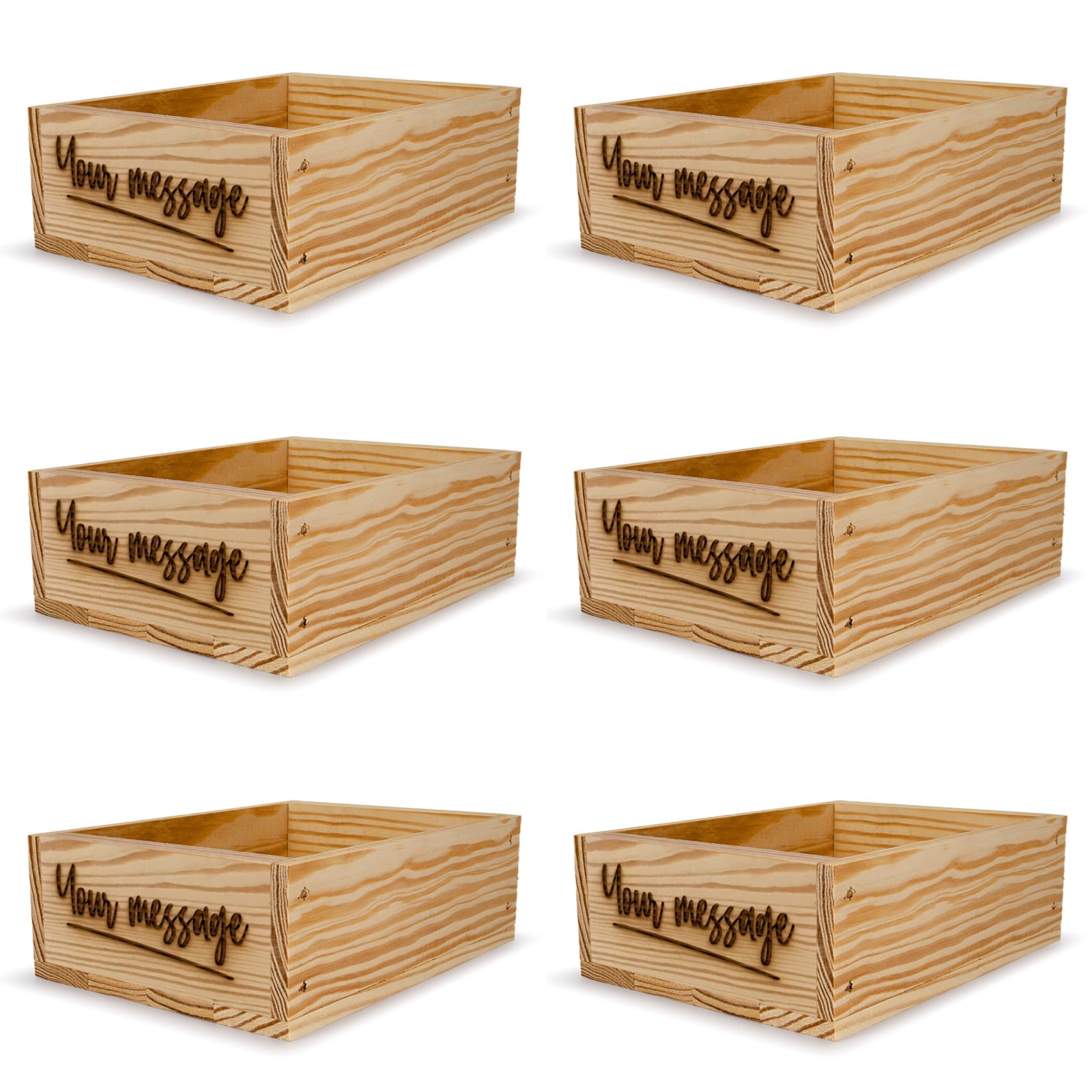 6 Small wooden crates with custom message 8x6.25x2.75