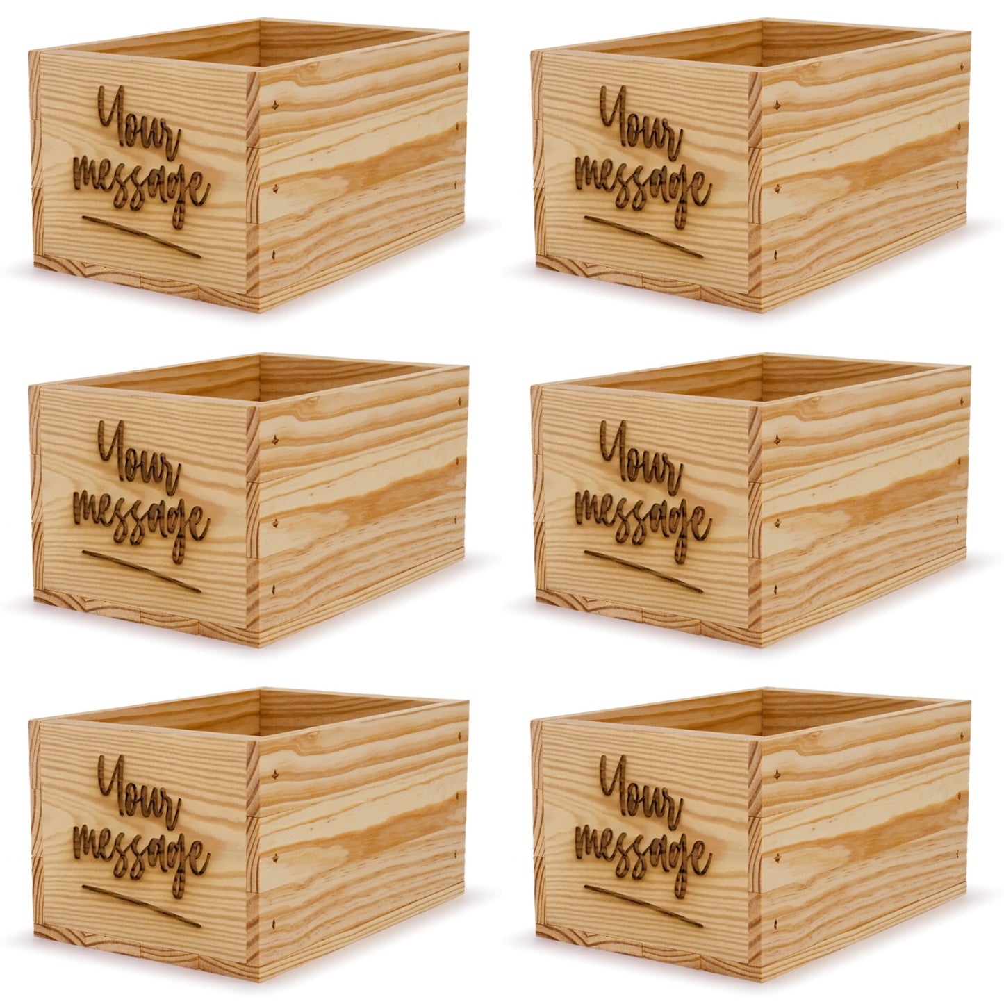 6 Small wooden crates with custom message 9x6.25x5.25