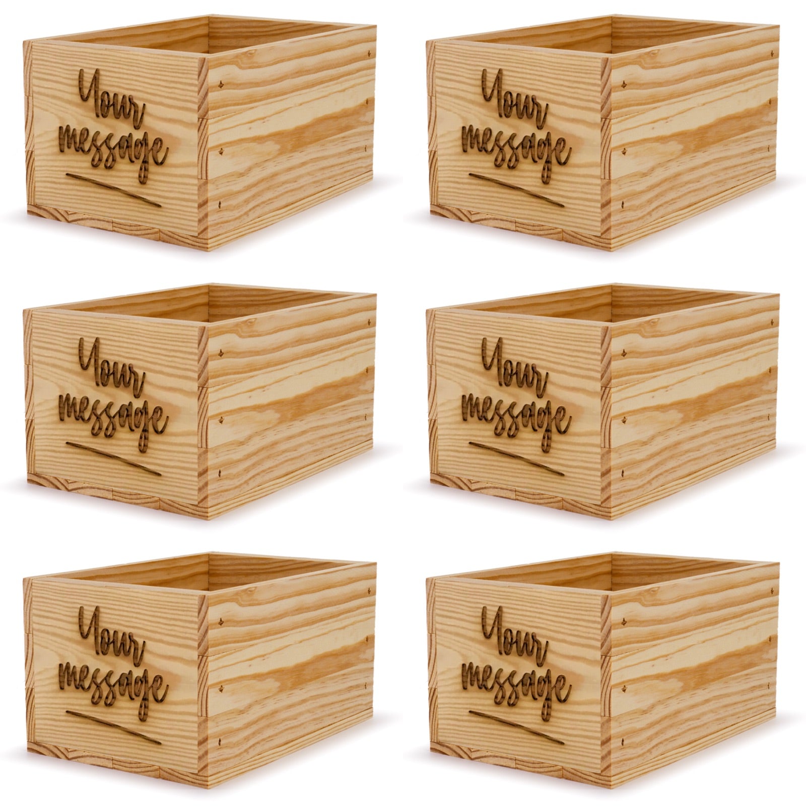 6 Small wooden crates with custom message 9x6.25x5.25
