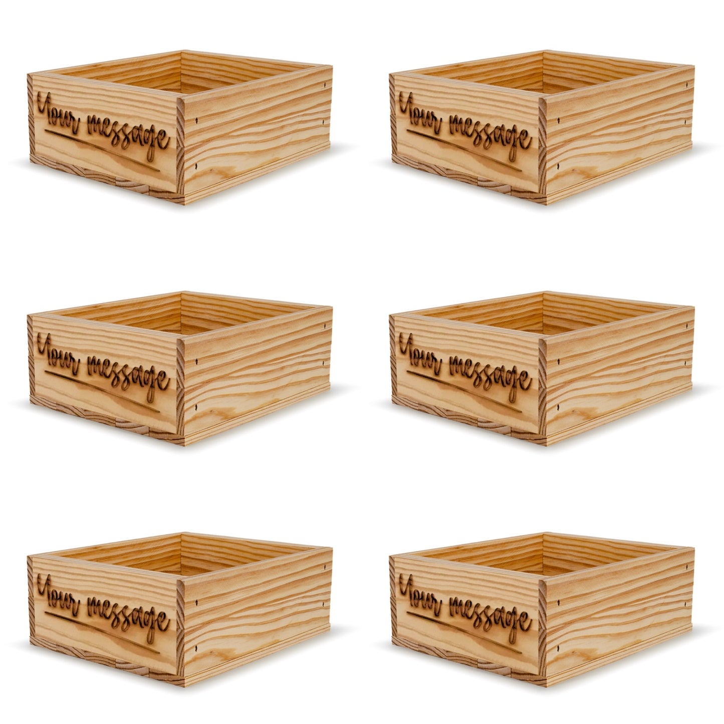 6 Small wooden crates with custom message 9x8x3.5