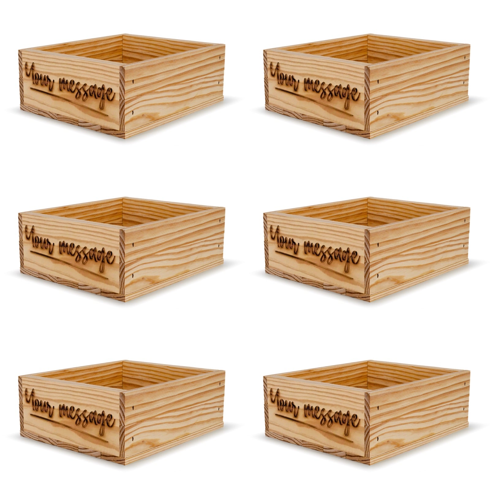 6 Small wooden crates with custom message 9x8x3.5