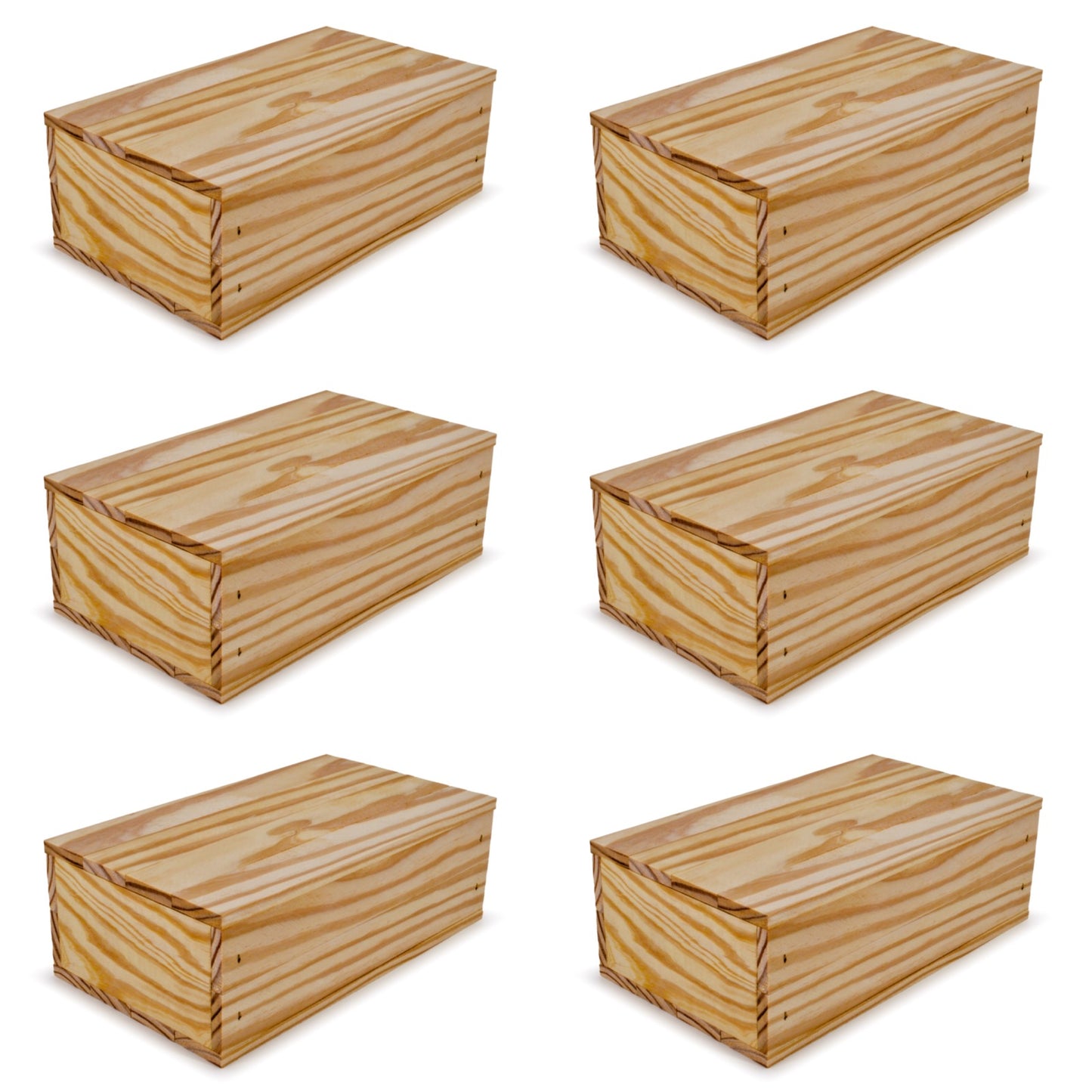 6 Small wooden crates with lid 11x6.25x3.5