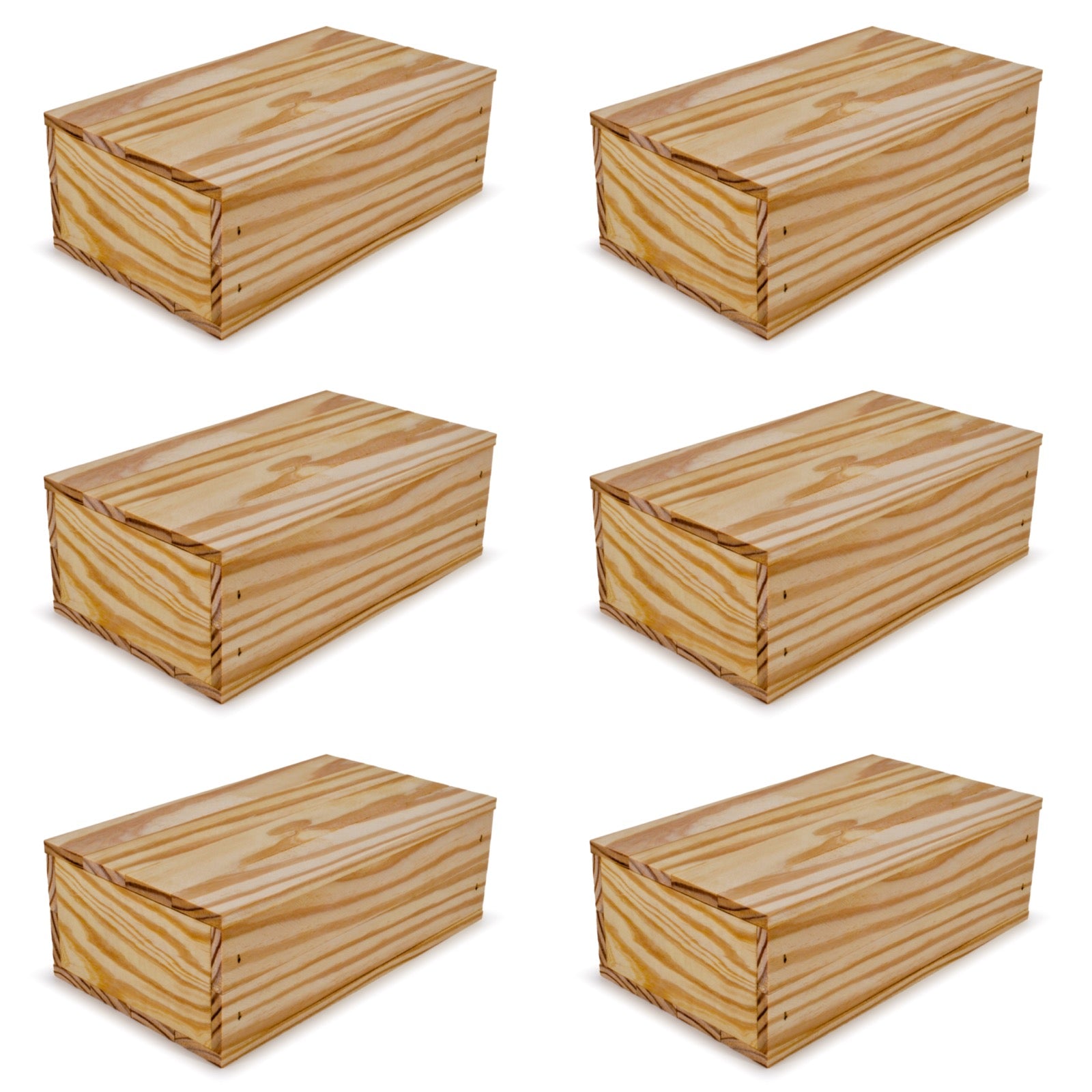 6 Small wooden crates with lid 11x6.25x3.5