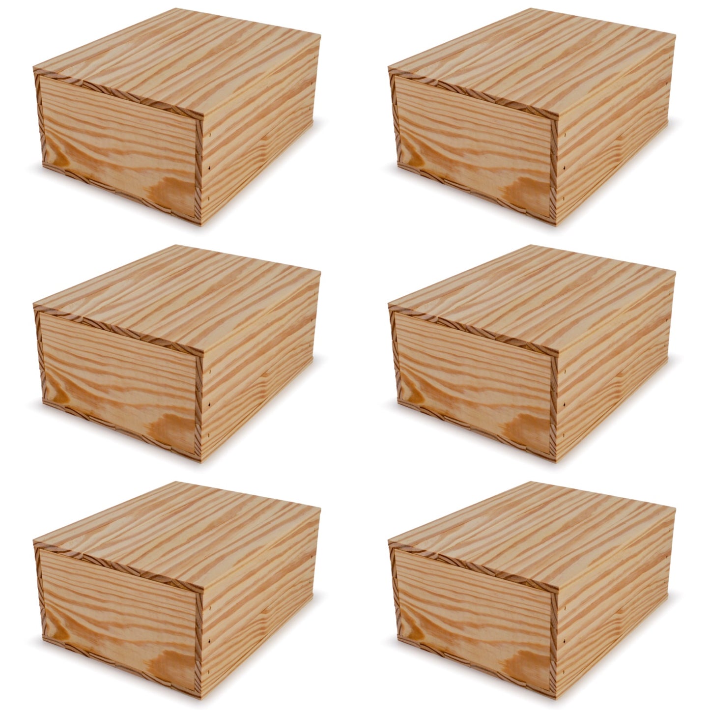 6 Small wooden crates with lid 12x9.75x5.25