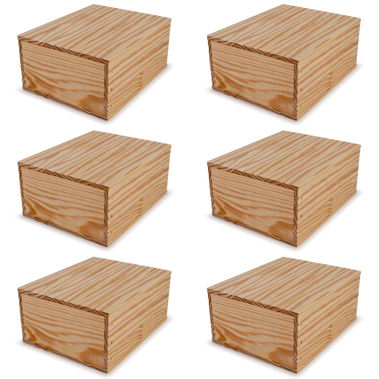 6 Small wooden crates with lid 12x9.75x5.25