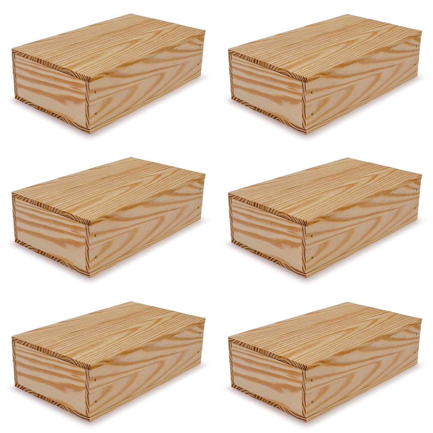 6 Small wooden crates with lid 13x7.5x3.5