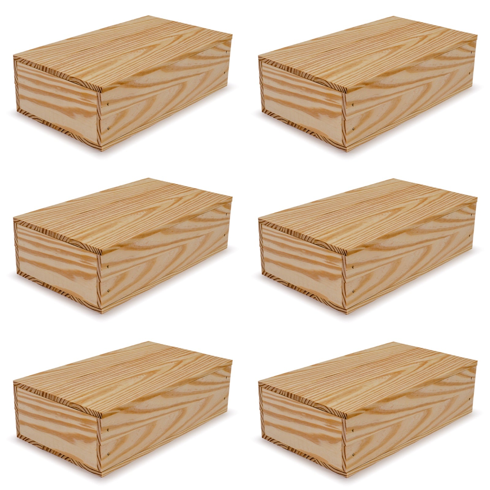 6 Small wooden crates with lid 13x7.5x3.5