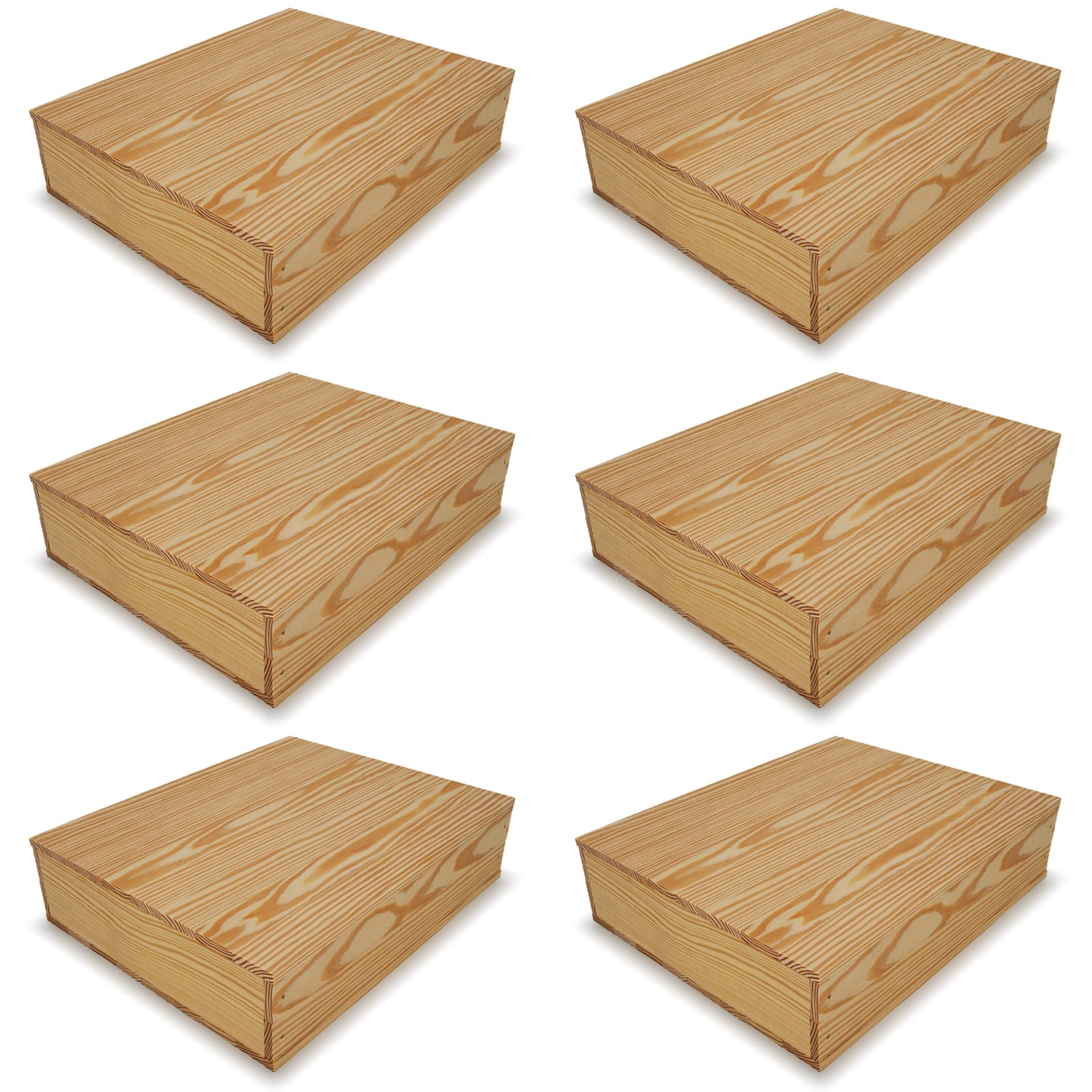 6 Small wooden crates with lid 16x13.25x3.5