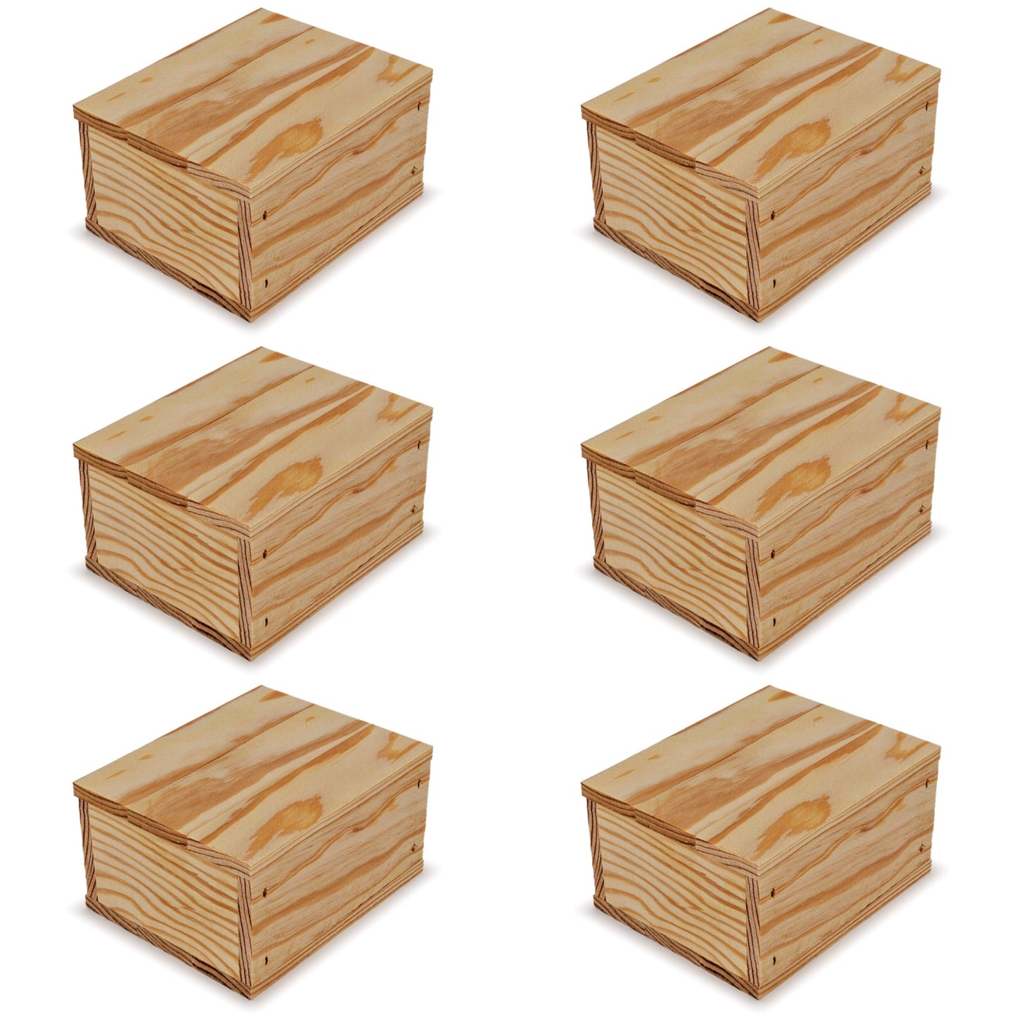 6 Small wooden crates with lid 5x4.5x2.75