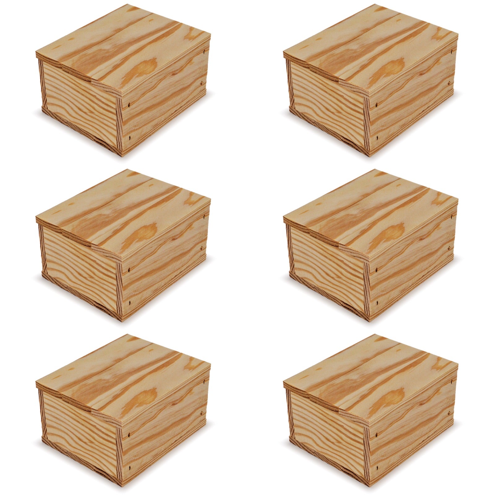 6 Small wooden crates with lid 5x4.5x2.75