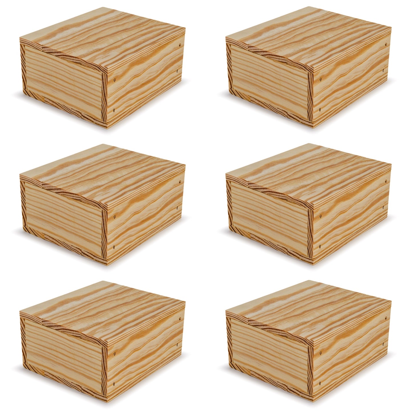 6 Small wooden crates with lid 6x5.5x2.75