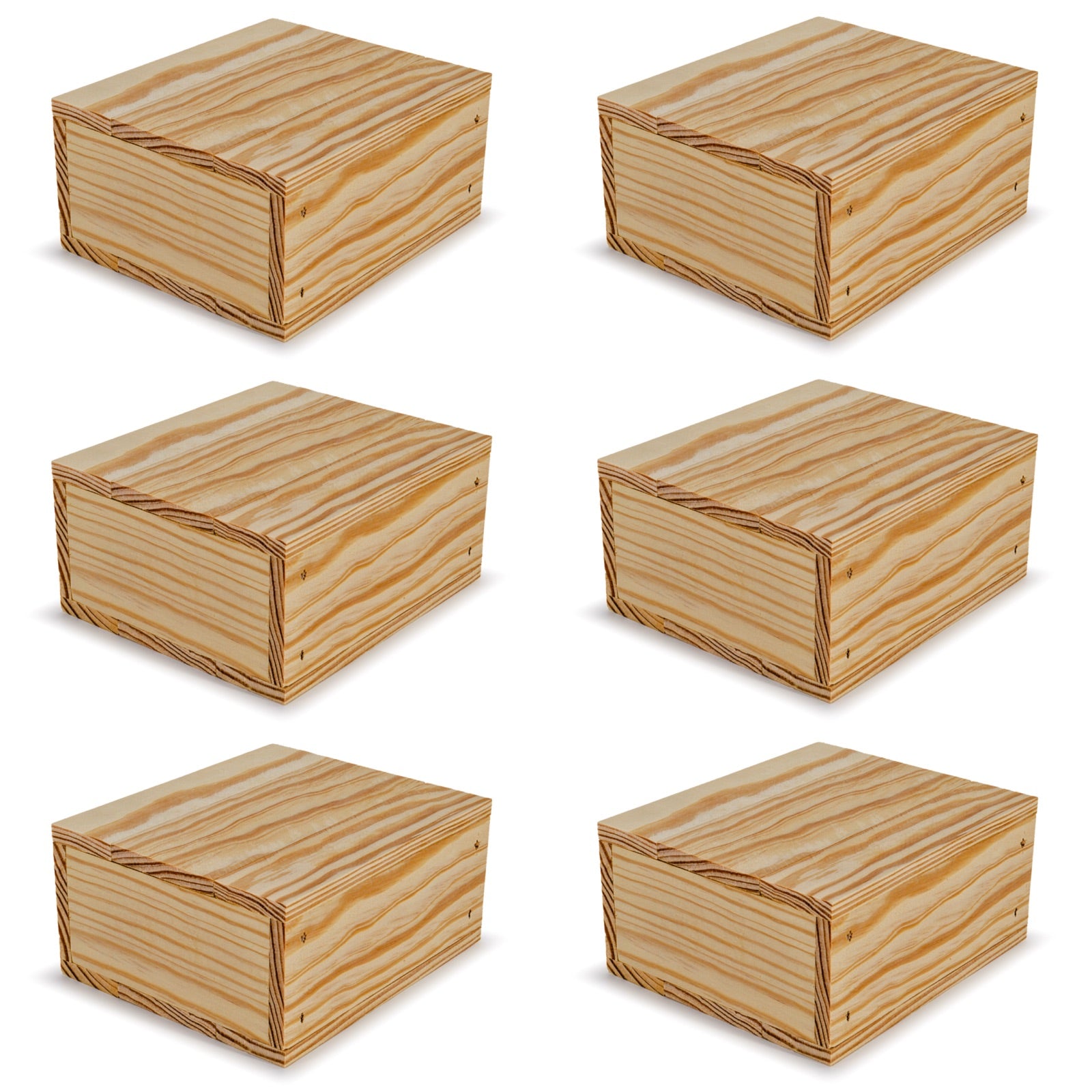 6 Small wooden crates with lid 6x5.5x2.75