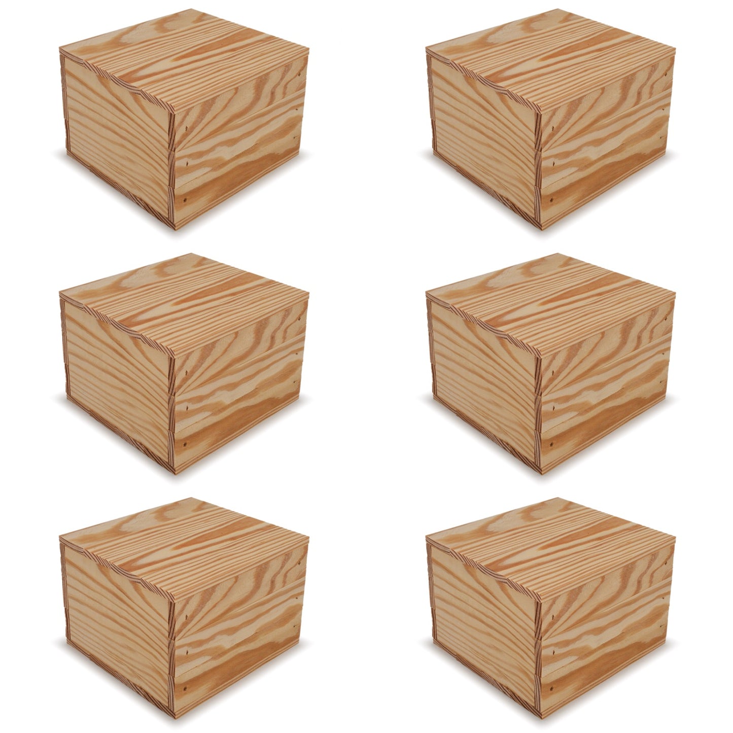 6 Small wooden crates with lid 6x6.25x5.25
