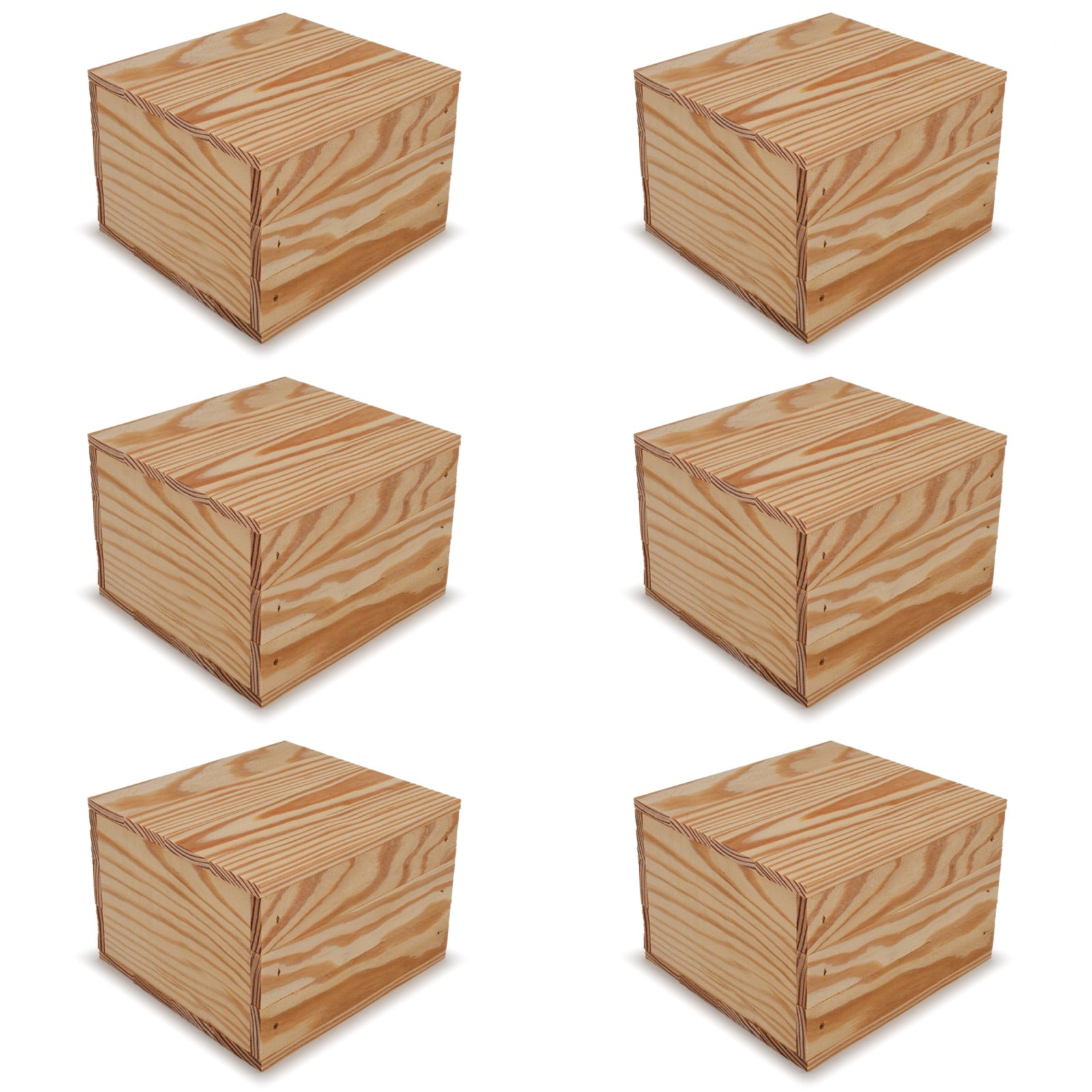 6 Small wooden crates with lid 6x6.25x5.25