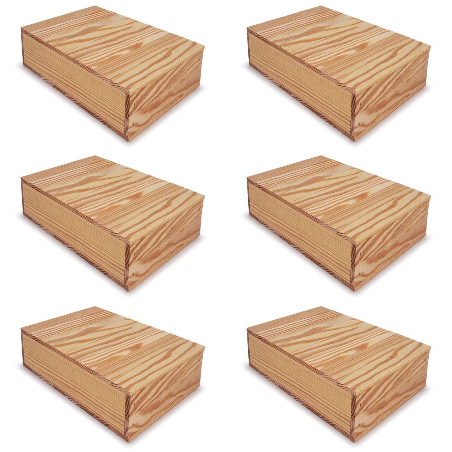 6 Small wooden crates with lid 8x13.25x3.5