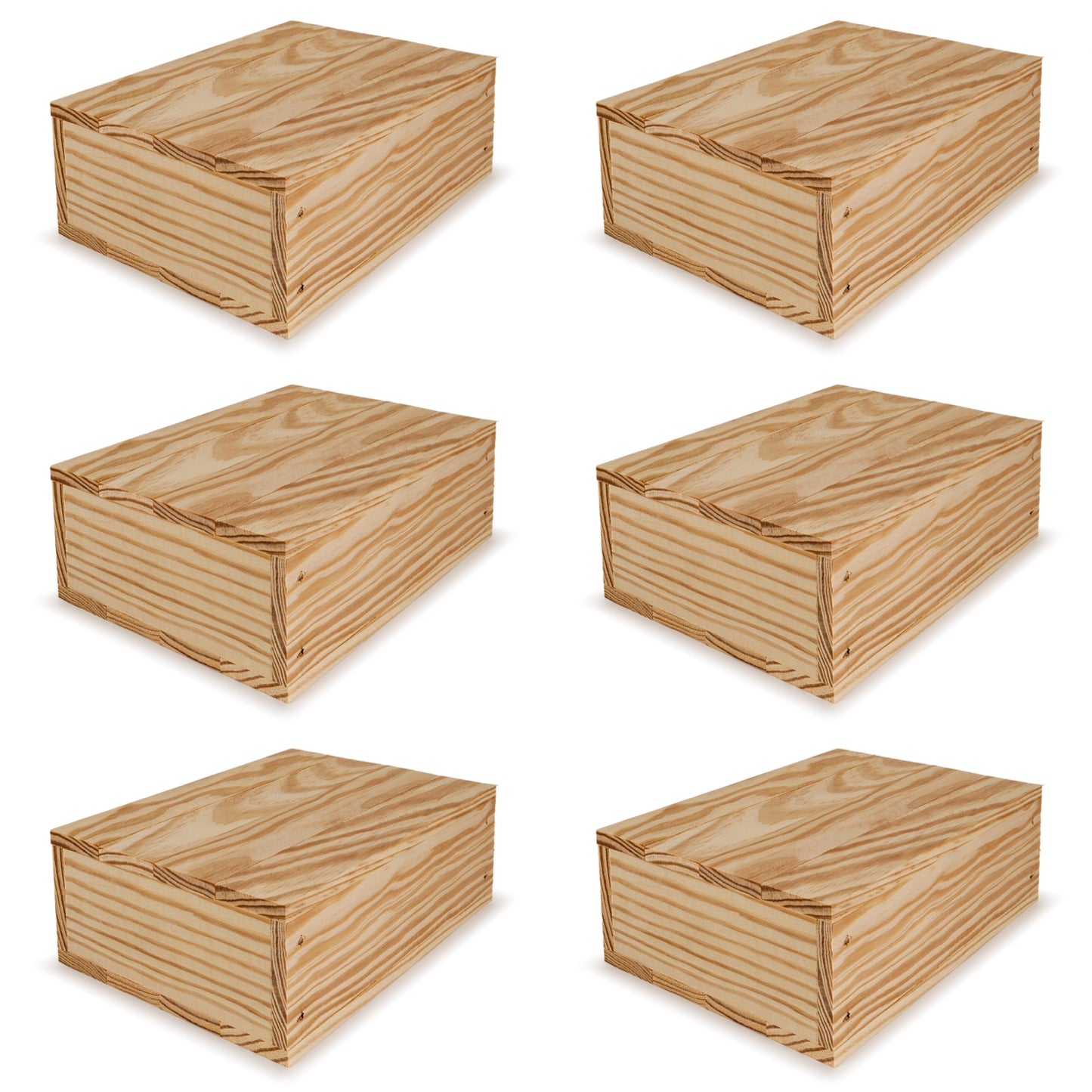 6 Small wooden crates with lid 8x6.25x2.75
