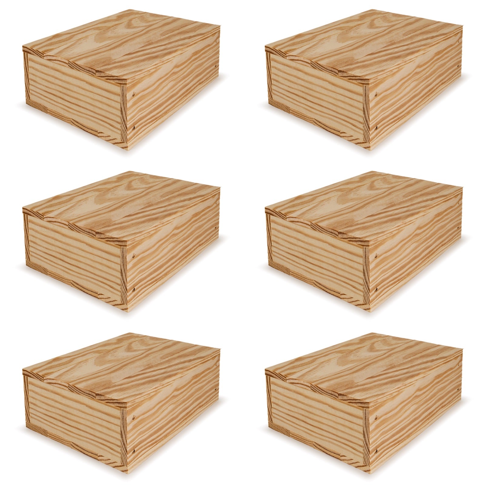 6 Small wooden crates with lid 8x6.25x2.75