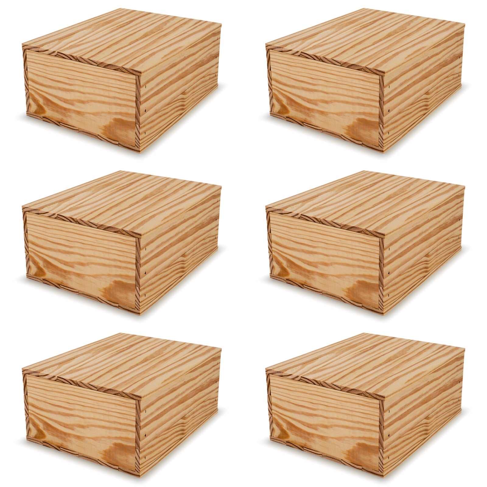 6 Small wooden crates with lid 9x8x3.5