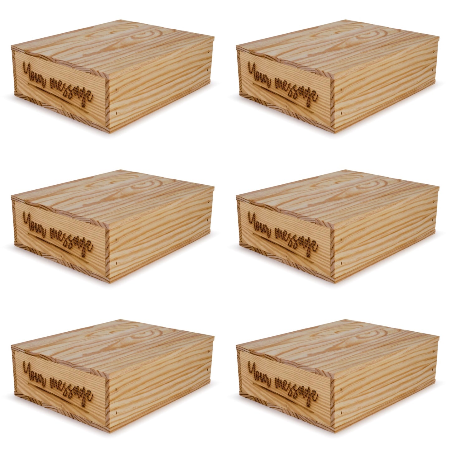 6 Small wooden crates with lid custom message 12x9.75x3.5
