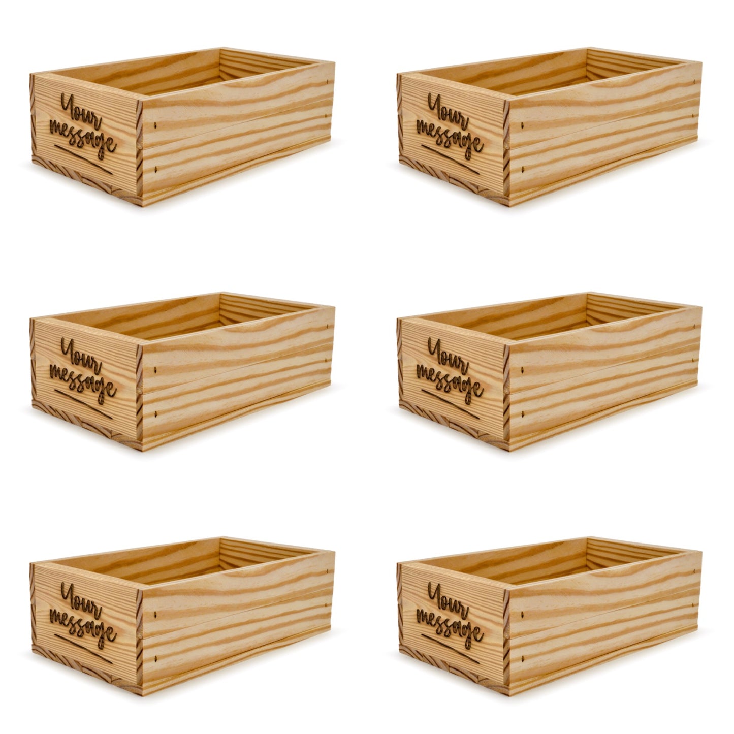 6 Small wooden crates with custom message 11x6.25x3.5