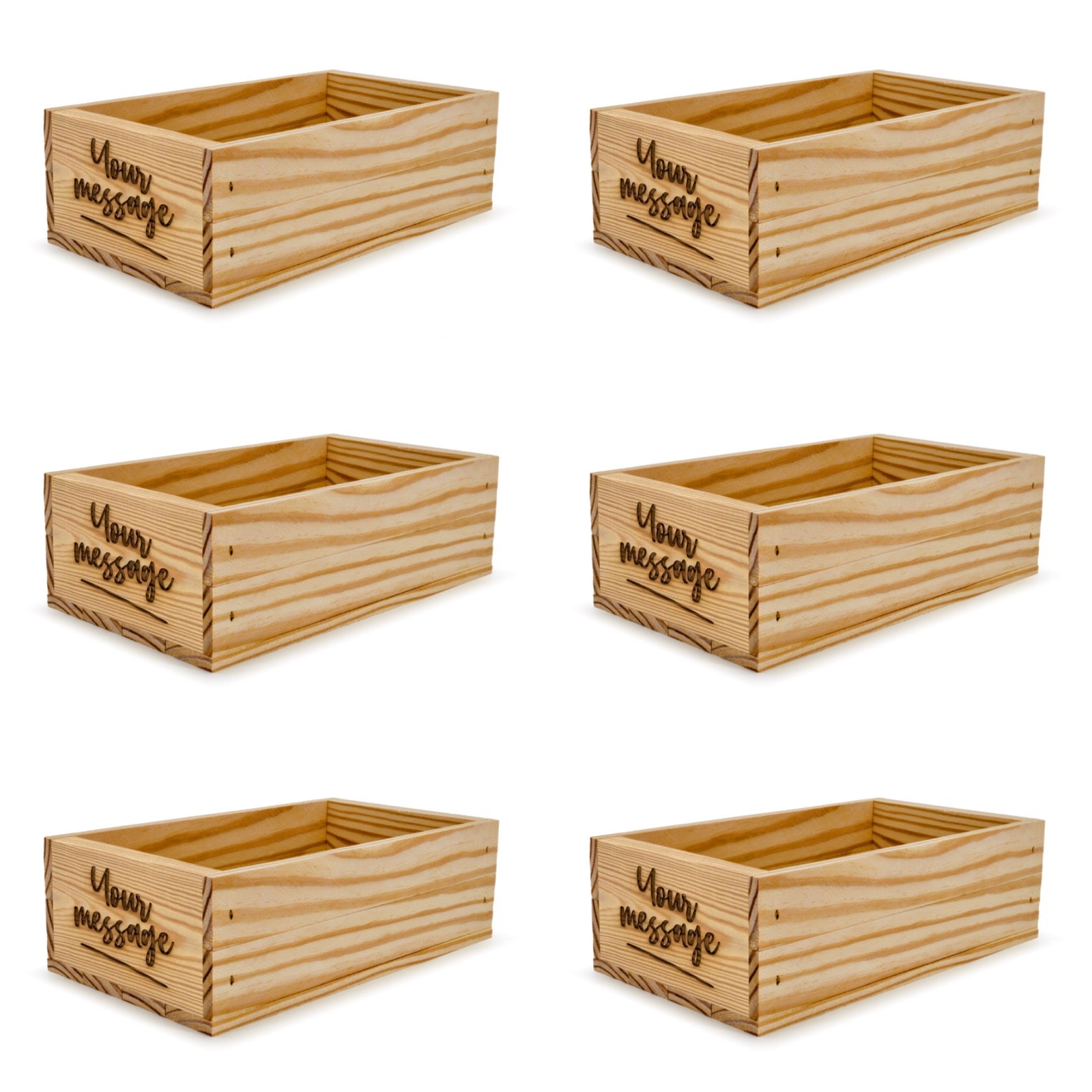 6 Small wooden crates with custom message 11x6.25x3.5