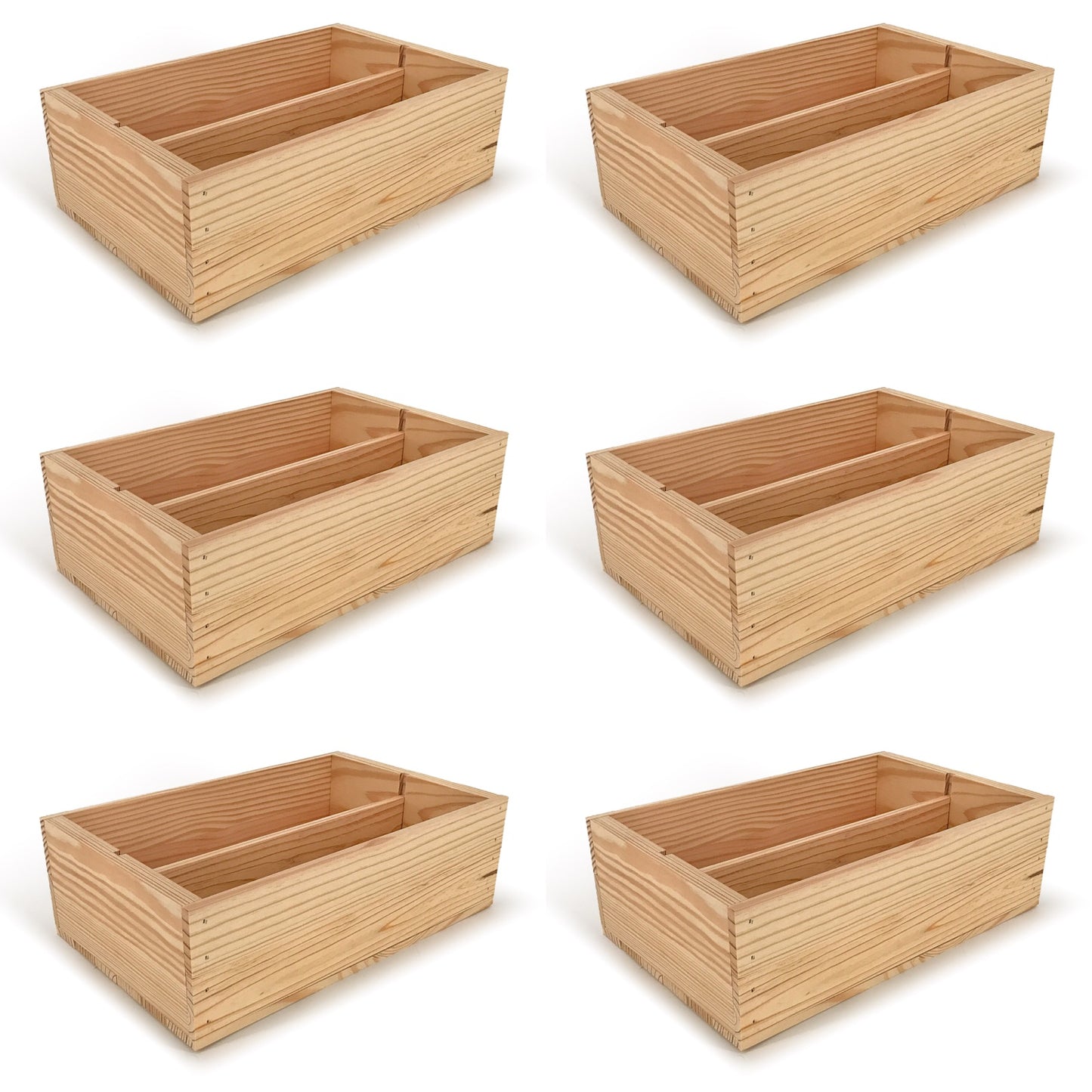 6 Two Bottle Wine Crate Boxes 14x9x4.5