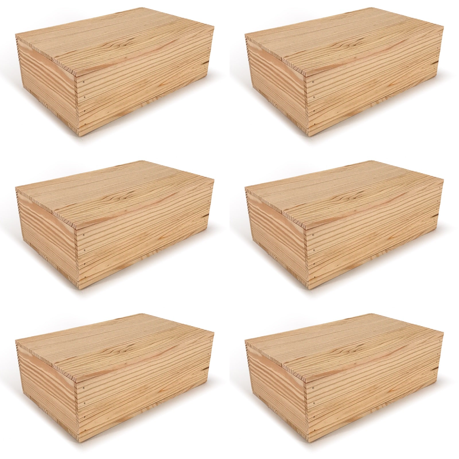 6 Two Bottle Wine Crate Boxes with Lid 14x9x4.5
