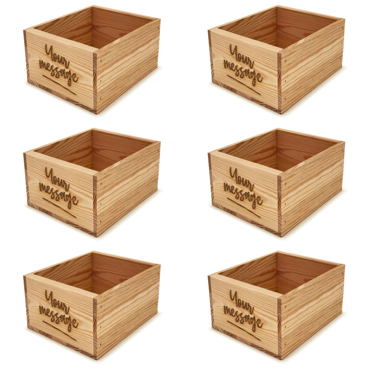 6 Small wooden crates with custom message 9x8x5.25
