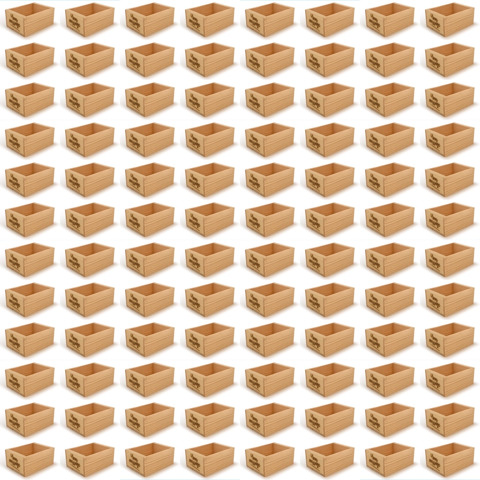 96 Small wooden crate boxes with custom message 7x5.5x3.5