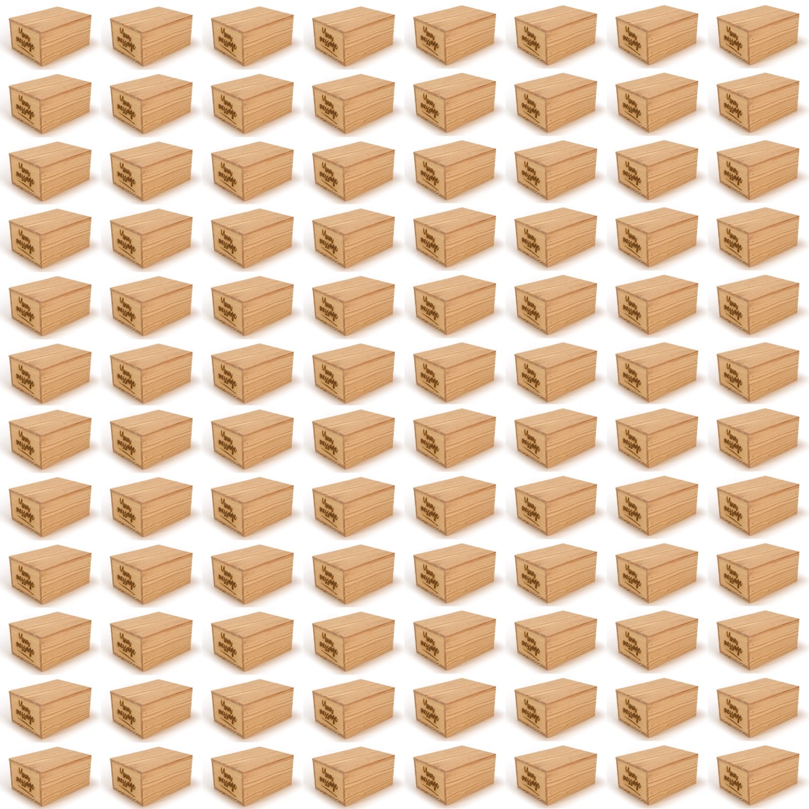 96 Small wooden crate boxes with lid and custom message 7x5.5x3.5