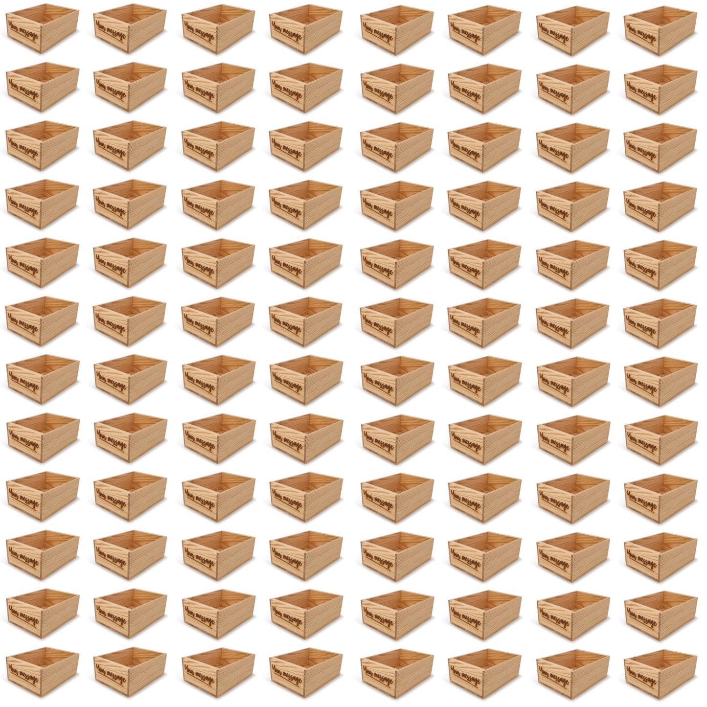 96 Small wooden crates with custom message 10x8x4.25