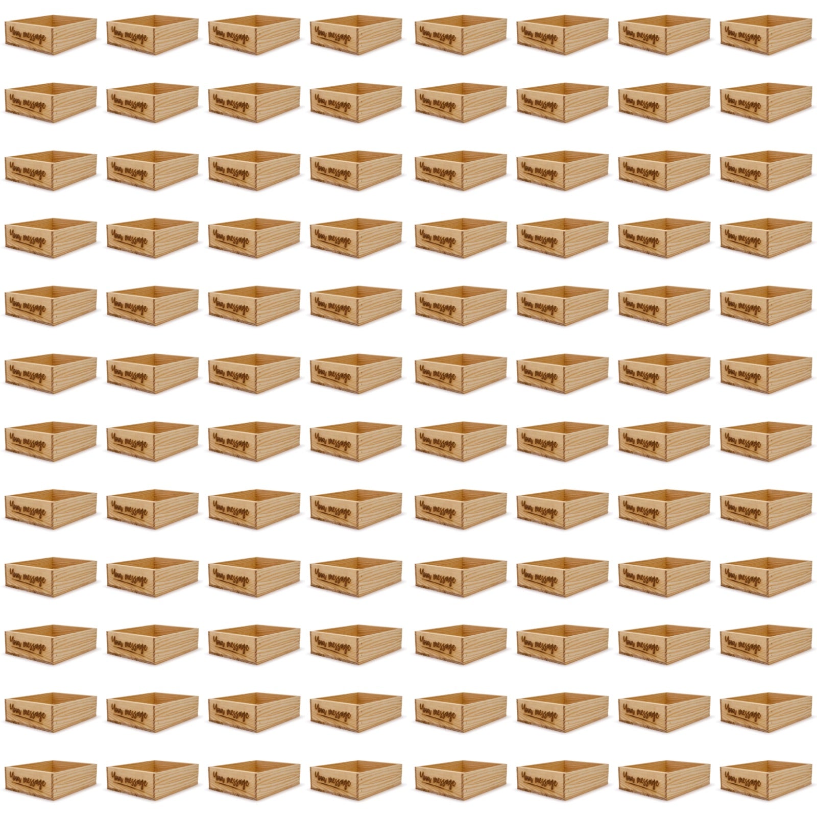 96 Small wooden crates with custom message 12x9.75x3.5